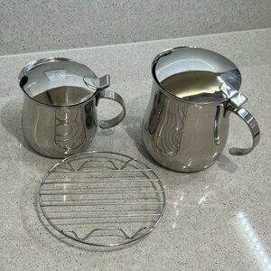 Modern Stainless Steel Coffee/Tea Service Set with Trivet
